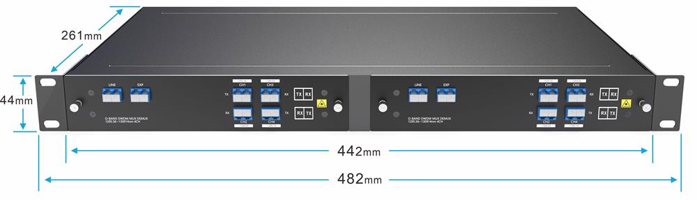 4 Channels O-BAND DWDM MUX DEMUX 1U Rack