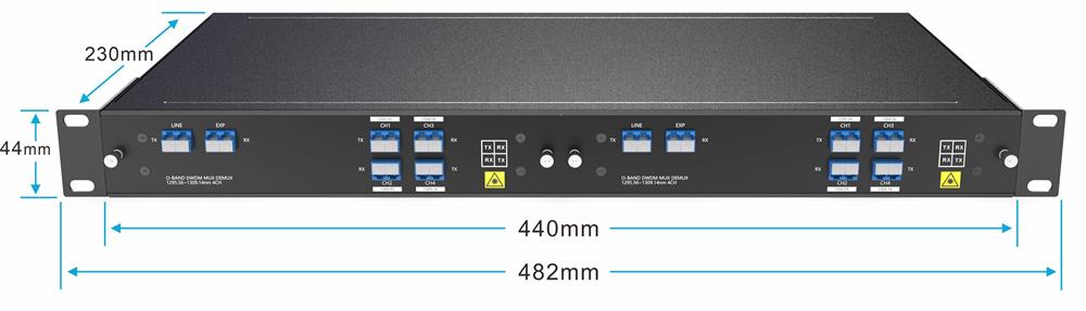 4 Channels O-BAND DWDM MUX DEMUX 1U Rack