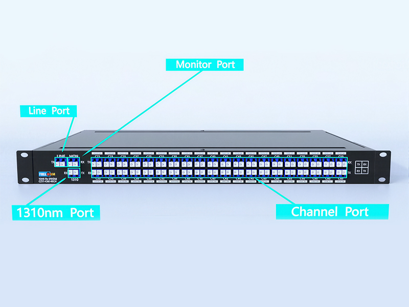 1310nm 및 모니터 포트, LC/UPC 듀얼 파이버 1U 랙을 갖춘 DWDM MUX DEMUX 40CH C21-C60